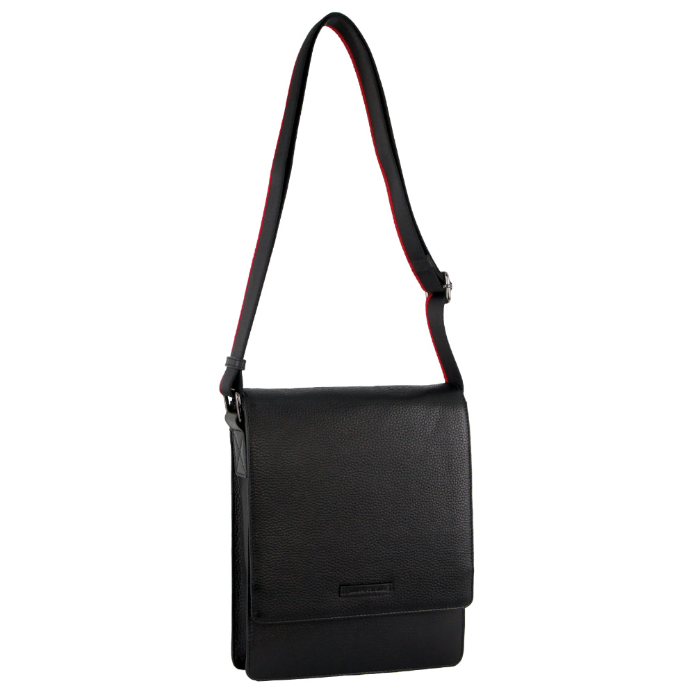 Pierre Cardin Leather Flap-over Cross-Body Bag in Black
