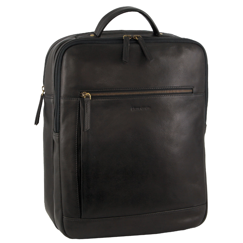 Pierre Cardin Leather Business/Laptop Backpack in Black
