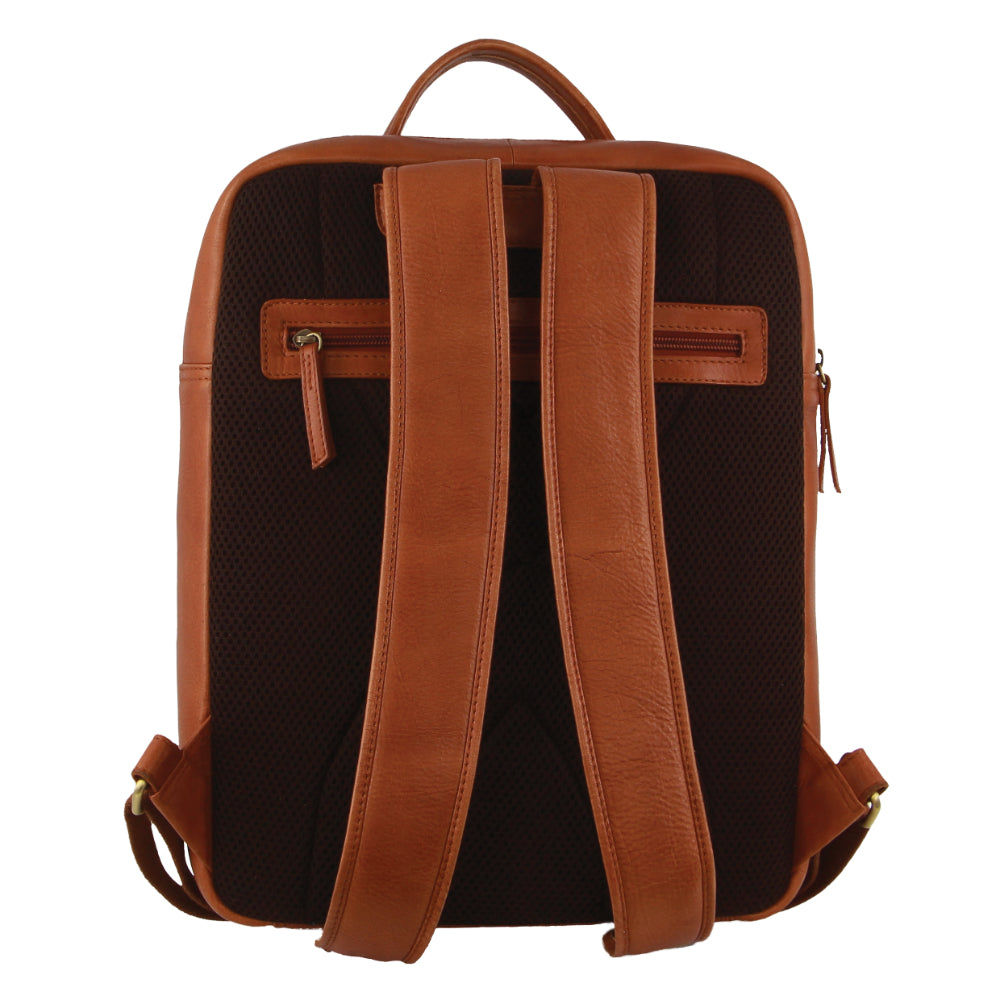 Pierre Cardin Leather Business/Laptop Backpack in Cognac