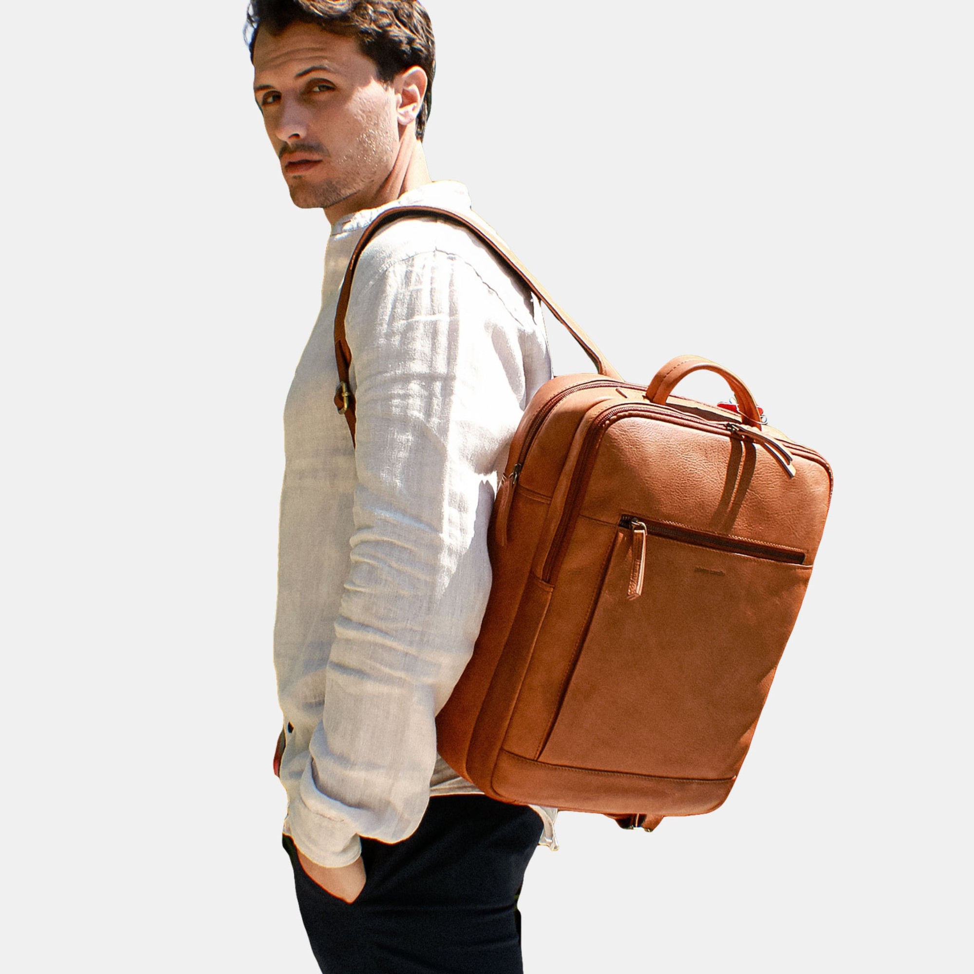 Pierre Cardin Leather Business/Laptop Backpack