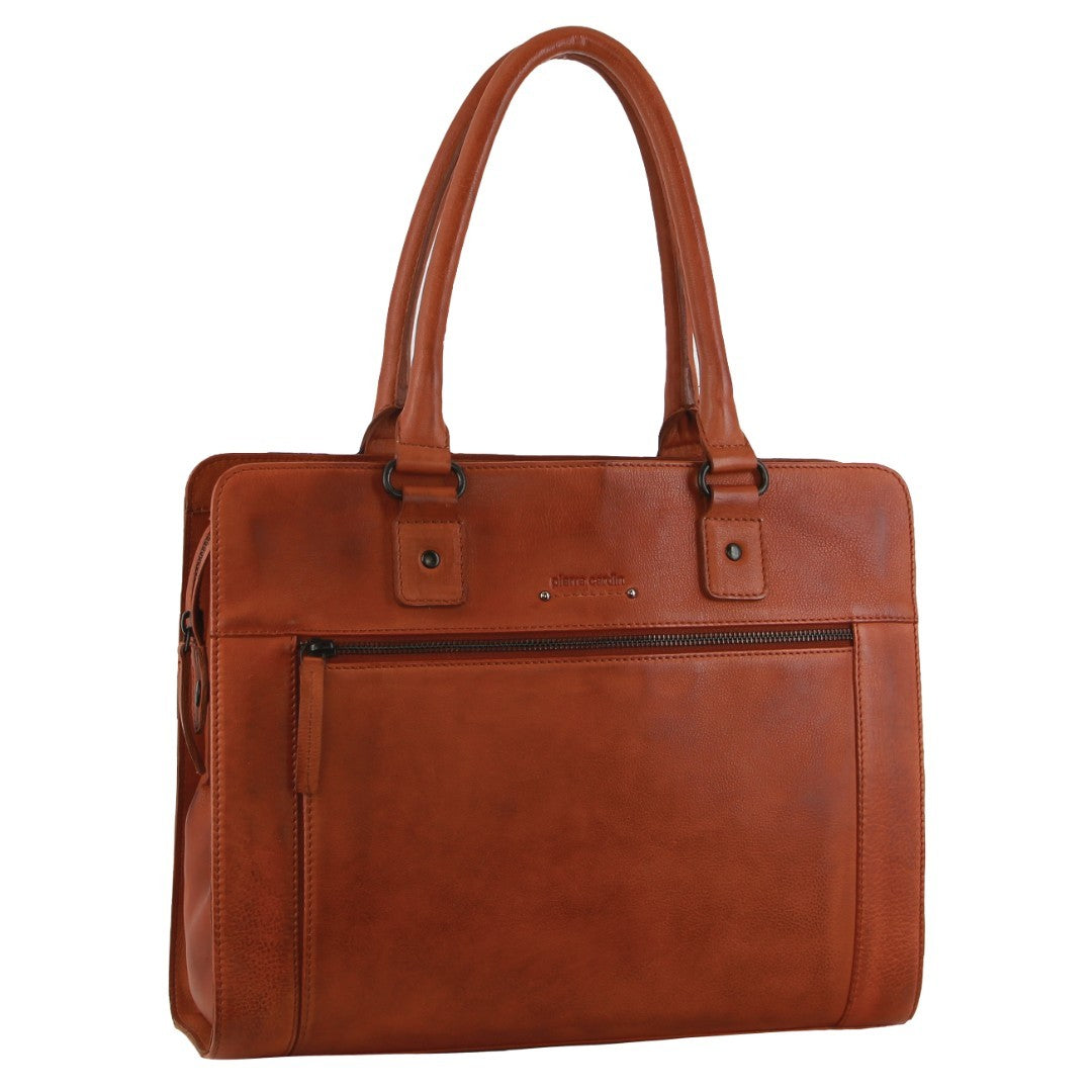 Pierre Cardin Leather Computer Tote Bag