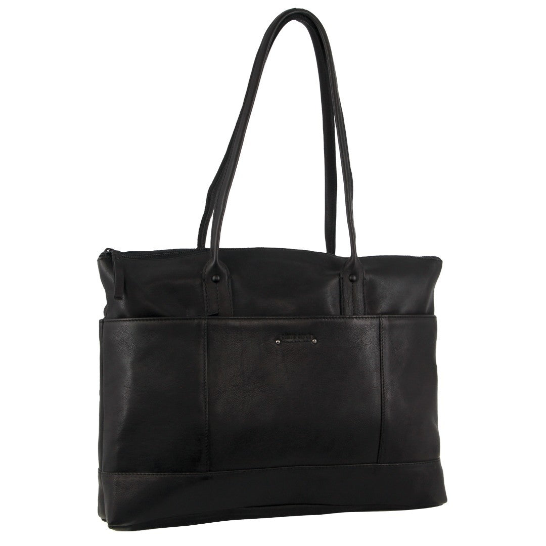 Pierre Cardin Leather Unisex Computer Bag in Black