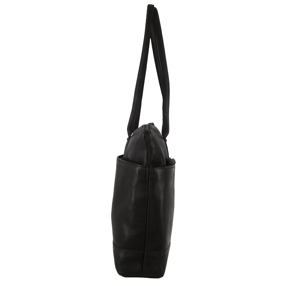 Pierre Cardin Leather Unisex Computer Bag in Black