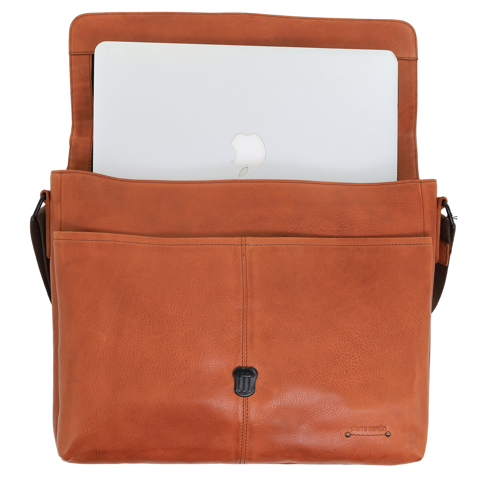 Pierre Cardin Leather Flap-over Computer Bag