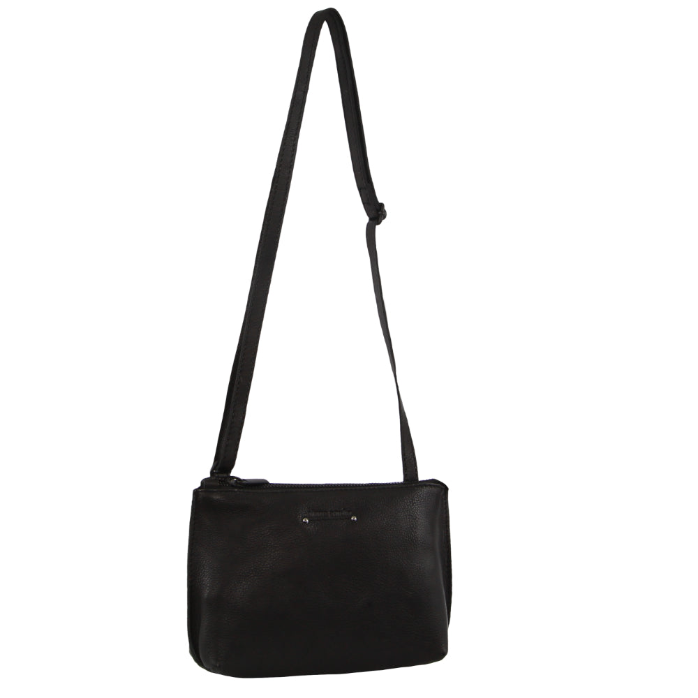 Pierre Cardin Leather Trendy Cross-Body Bag in Black