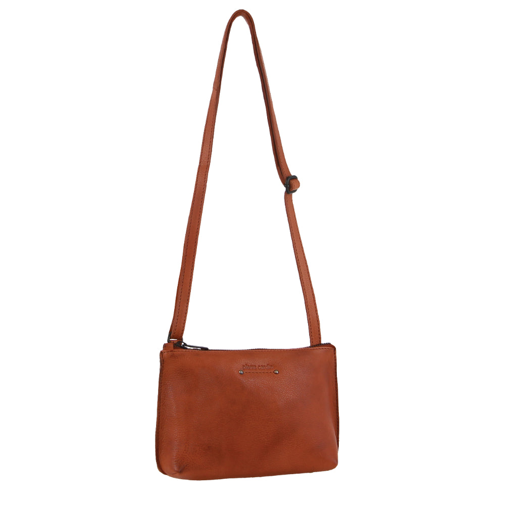 Pierre Cardin Leather Trendy Cross-Body Bag in Cognac