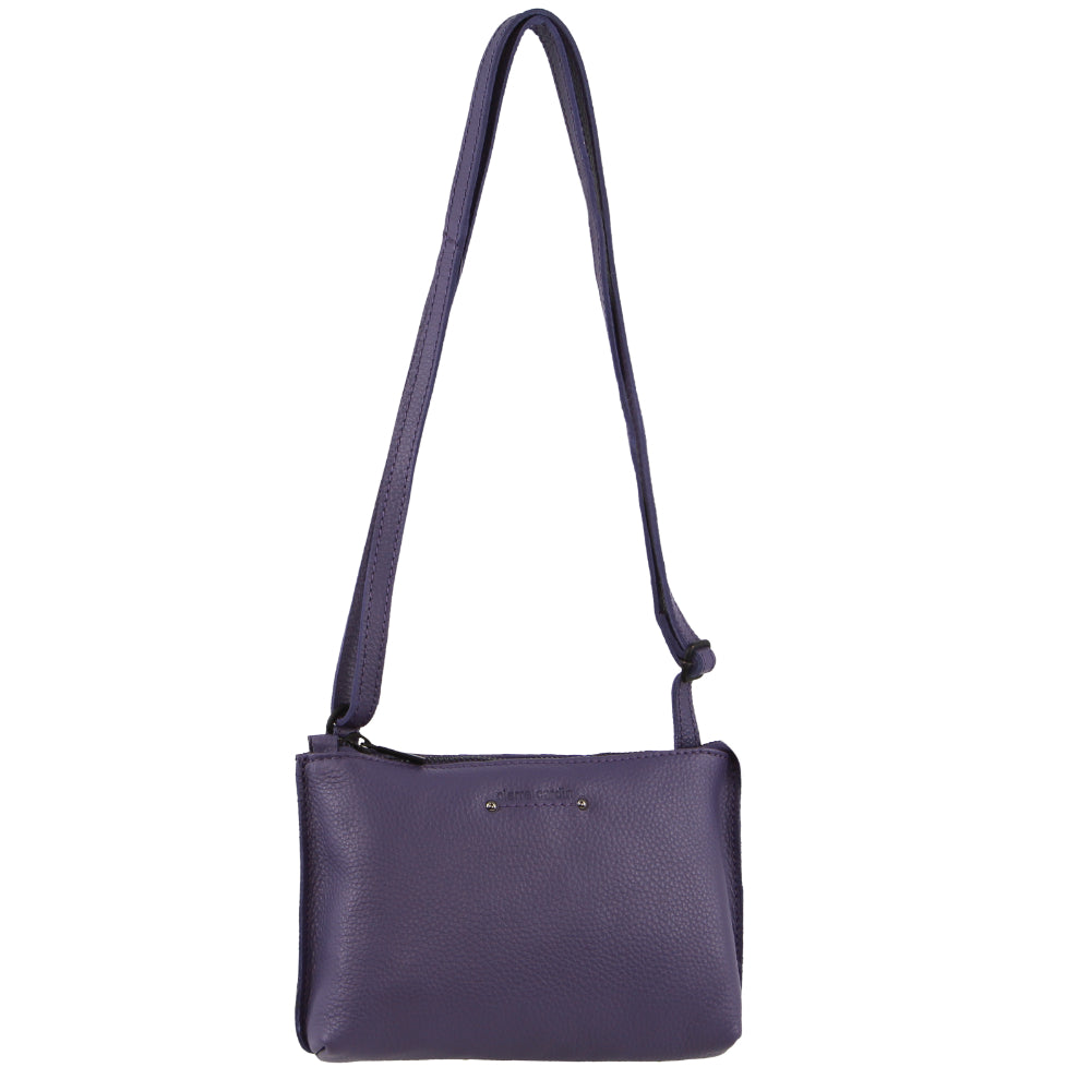 Pierre Cardin Leather Trendy Cross-Body Bag in Purple