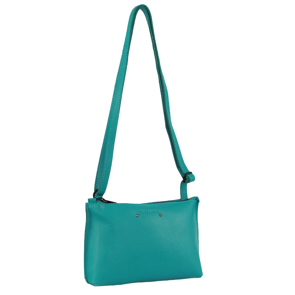 Pierre Cardin Leather Trendy Cross-Body Bag in Turquoise