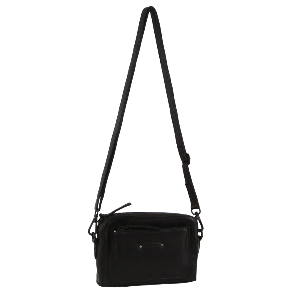 Pierre Cardin Leather  Cross-Body Bag in Black