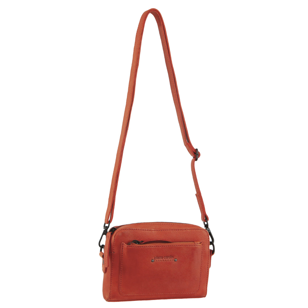 Pierre Cardin Leather  Cross-Body Bag in Orange