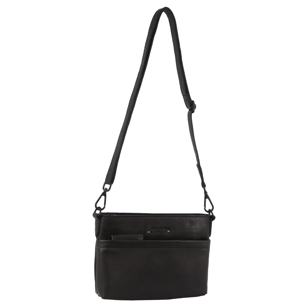 Pierre Cardin Leather Cross-Body Bag in Black
