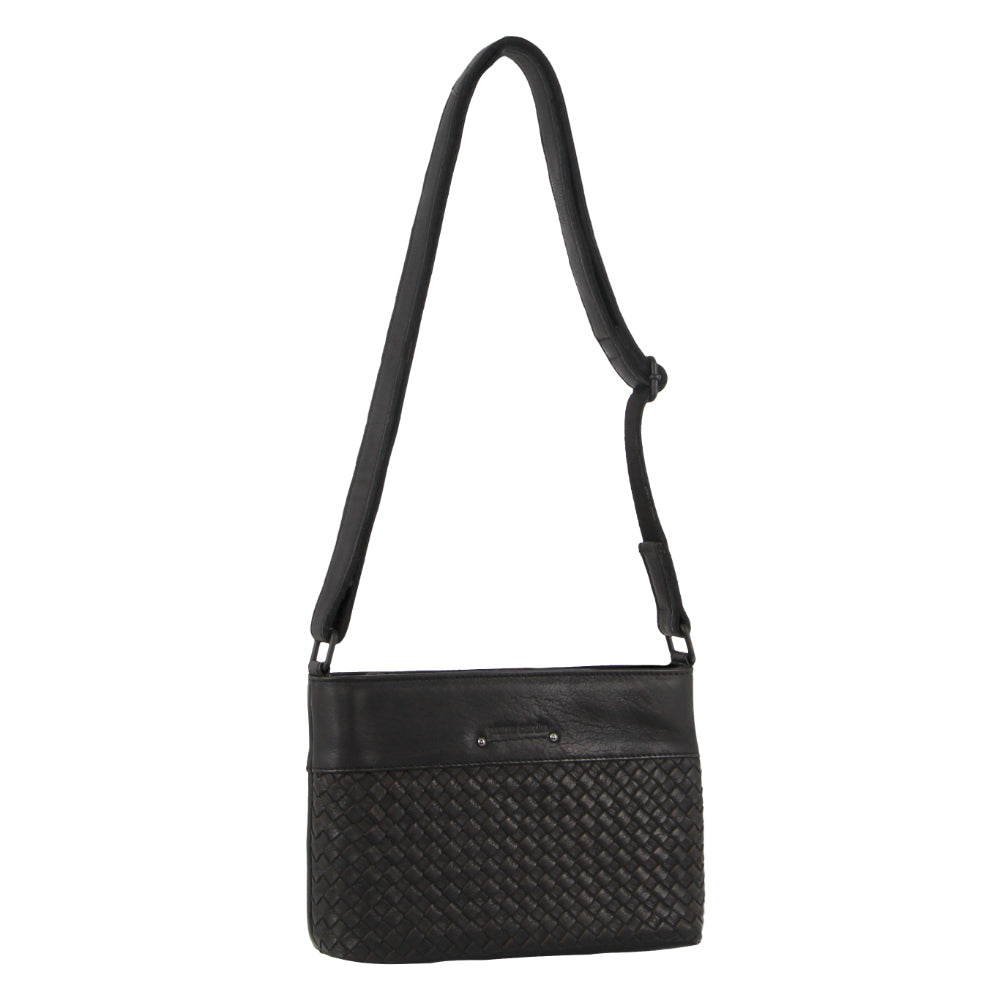 Pierre Cardin Leather Woven Embossed Cross-Body Bag