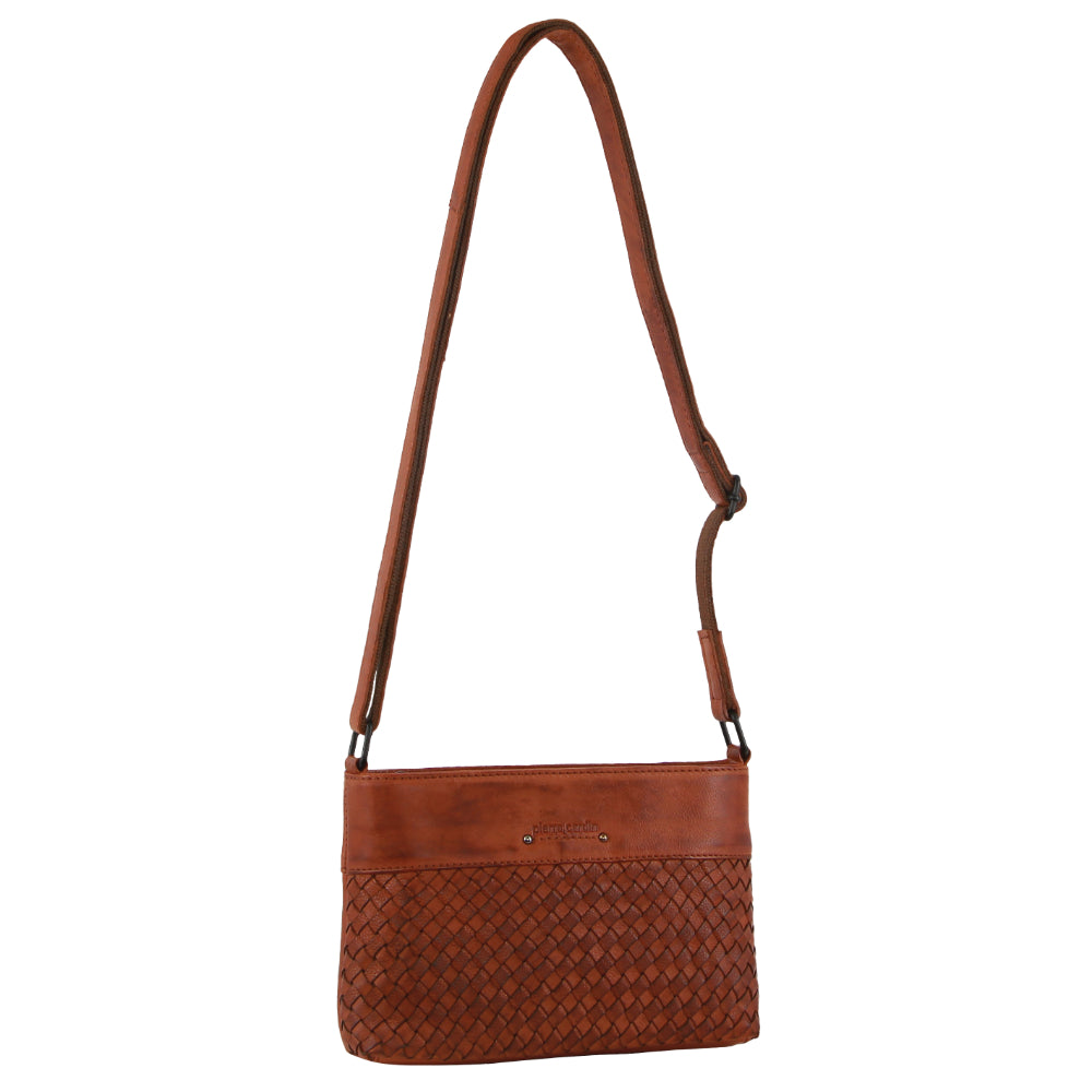 Pierre Cardin Leather Woven Embossed Cross-Body Bag