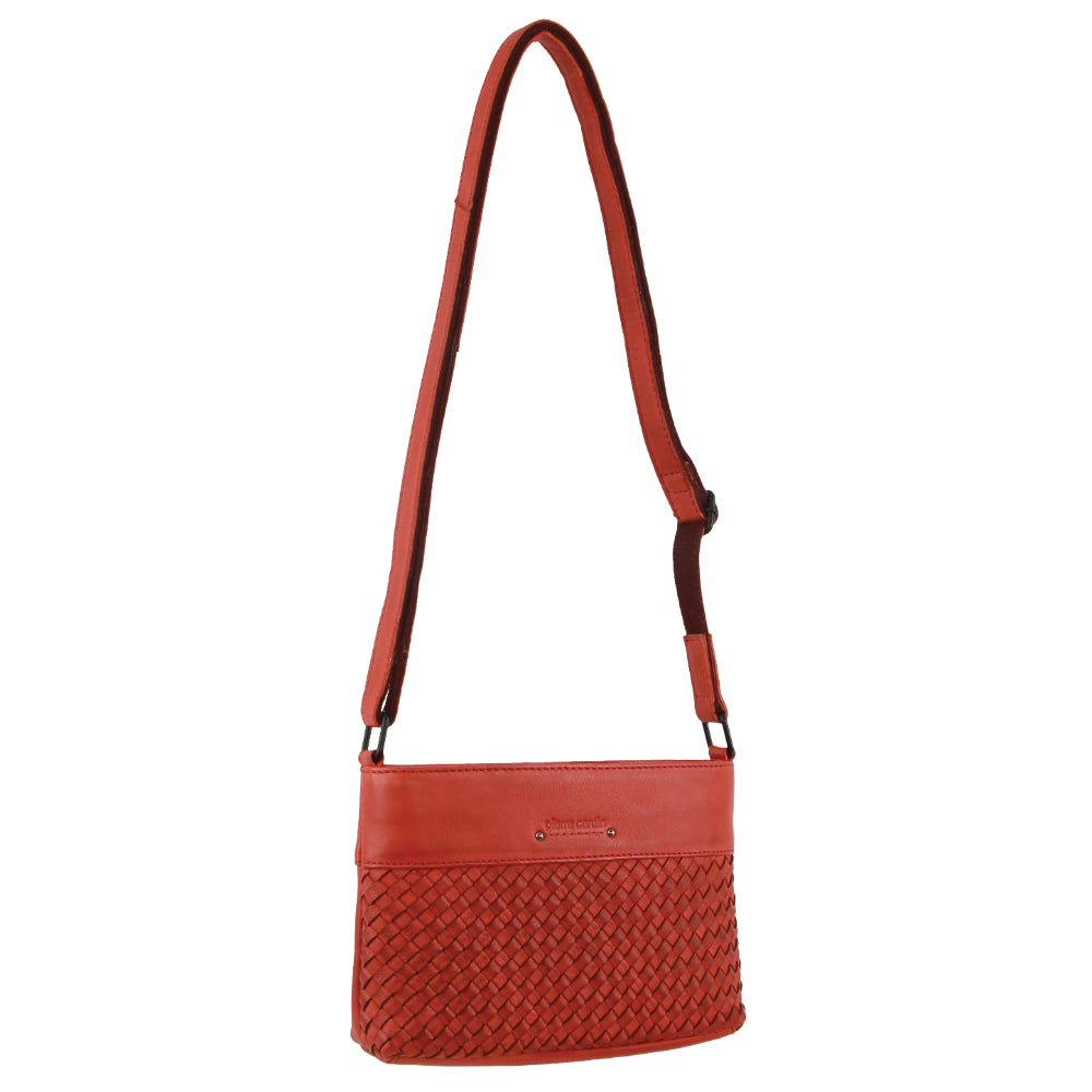 Pierre Cardin Leather Woven Embossed Cross-Body Bag