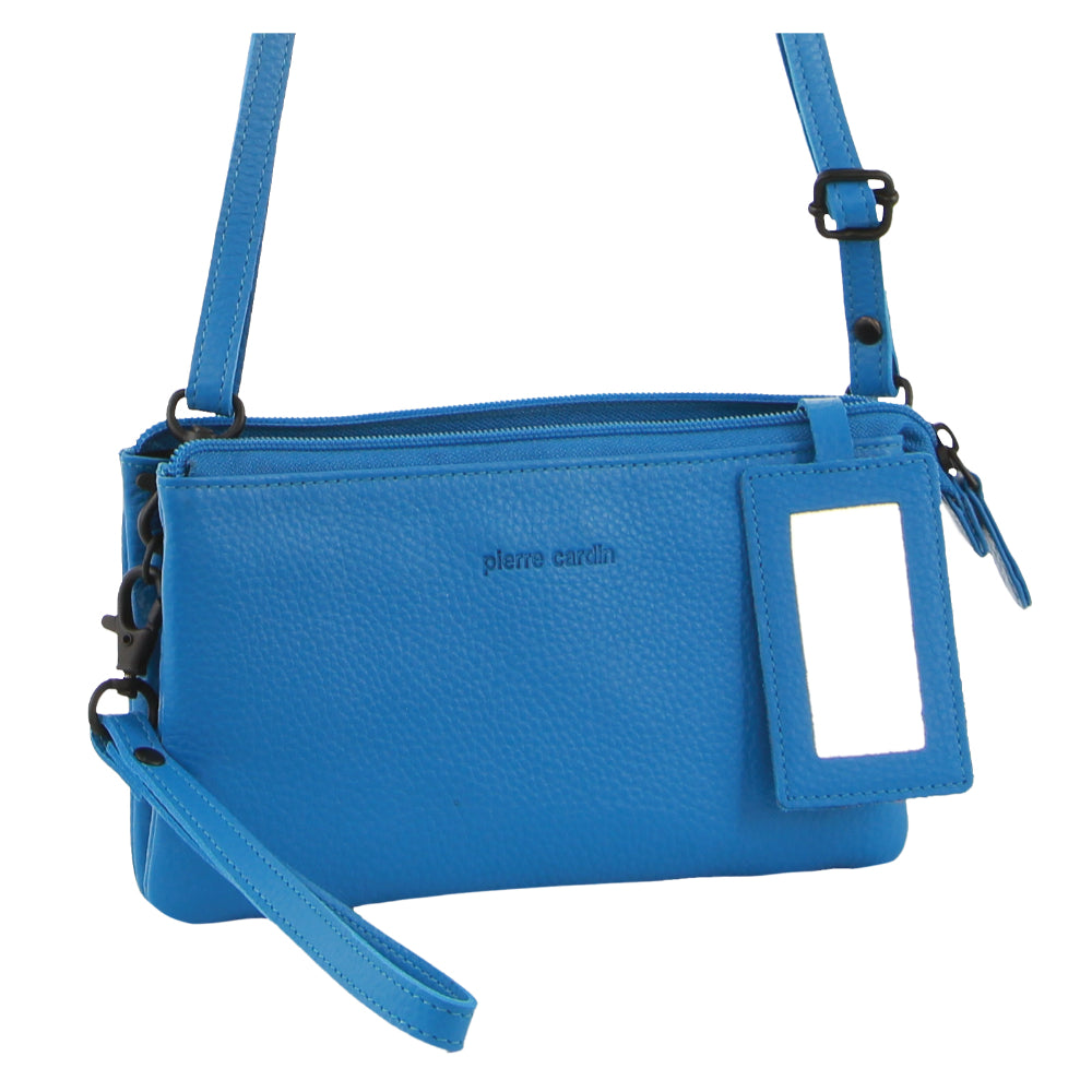 Pierre Cardin Leather Multiway Cross-Body Bag in Aqua