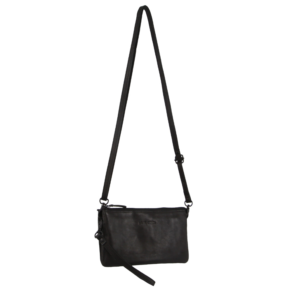 Pierre Cardin Leather Multiway Cross-Body Bag in Black