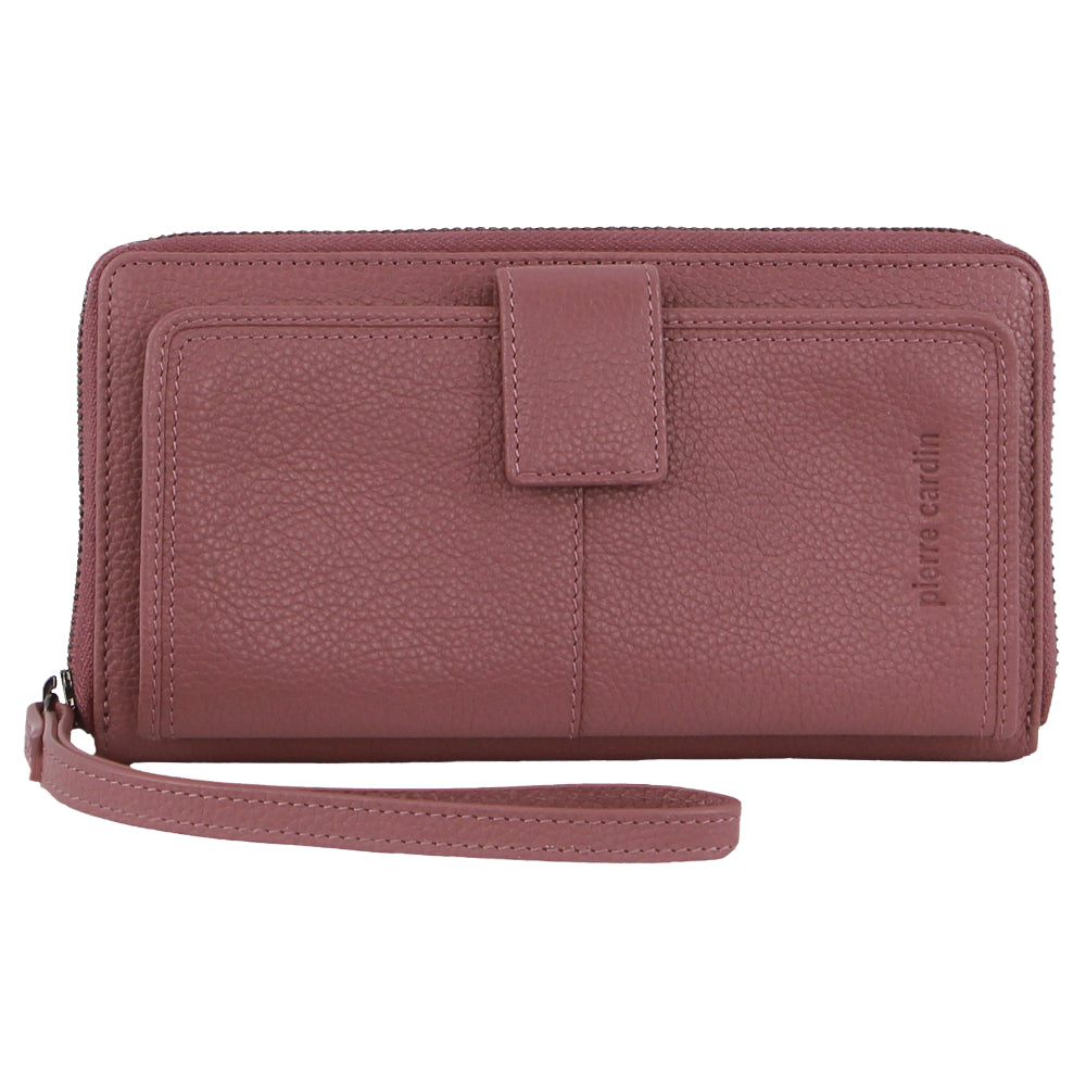 Pierre Cardin Women's Leather Zip around wallet w/ Wristlet