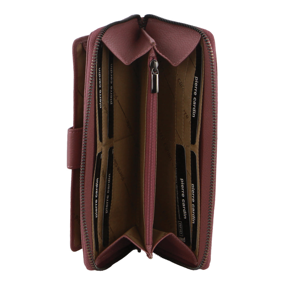 Pierre Cardin Women's Leather Zip around wallet w/ Wristlet