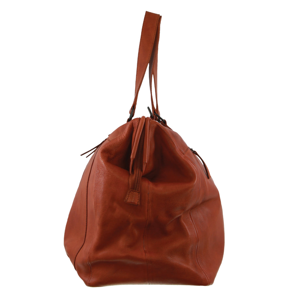 Pierre Cardin Rustic Leather Overnight Bag in Cognac