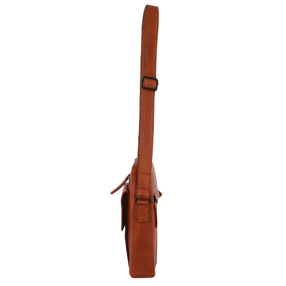 Pierre Cardin Leather Men's Multi-Compartment Cross-Body Bag in Cognac