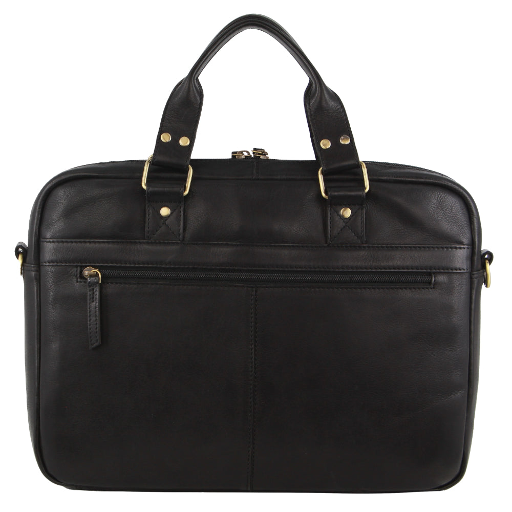 Pierre Cardin Multi-Compartment Leather Computer Bag