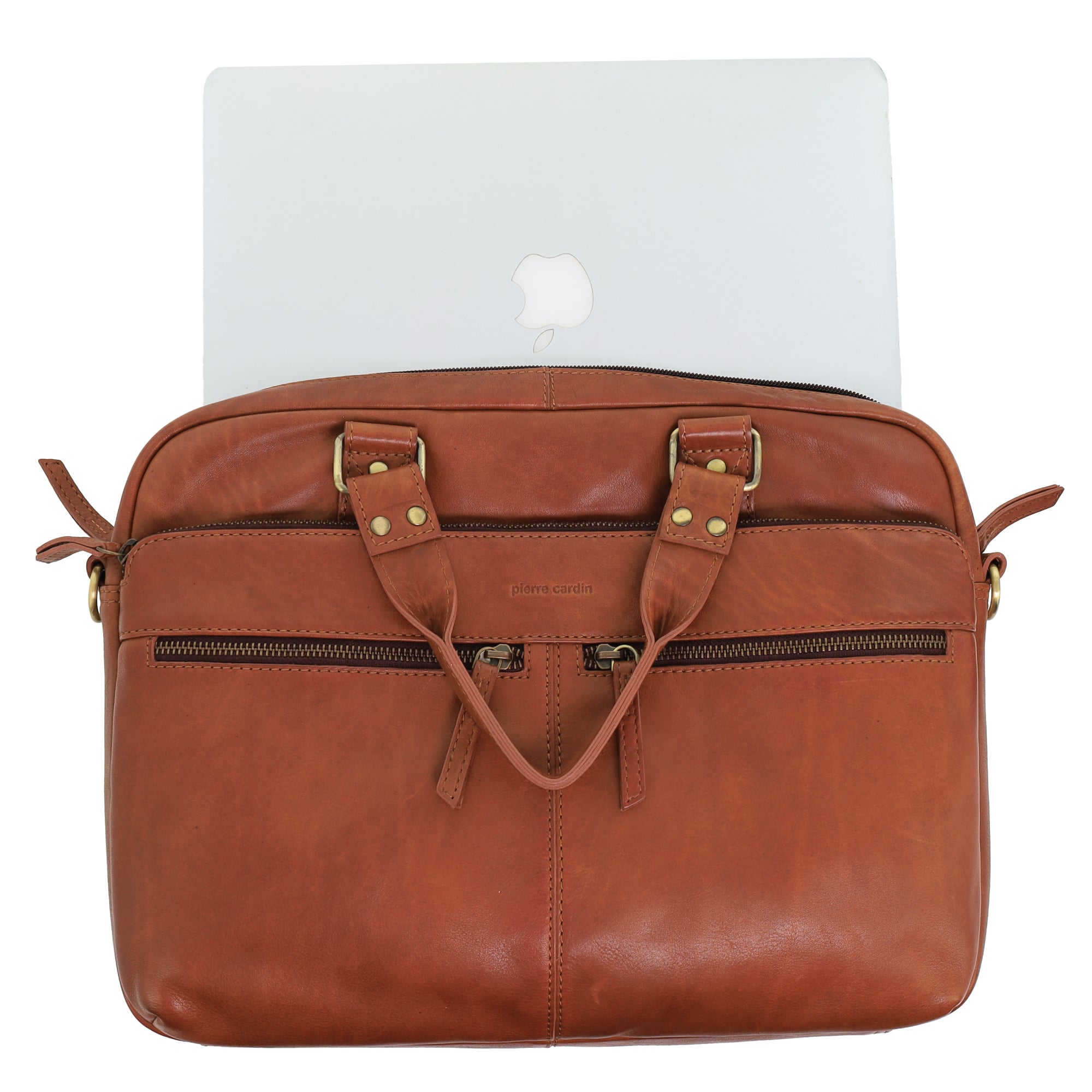 Pierre Cardin Multi-Compartment Leather Computer Bag