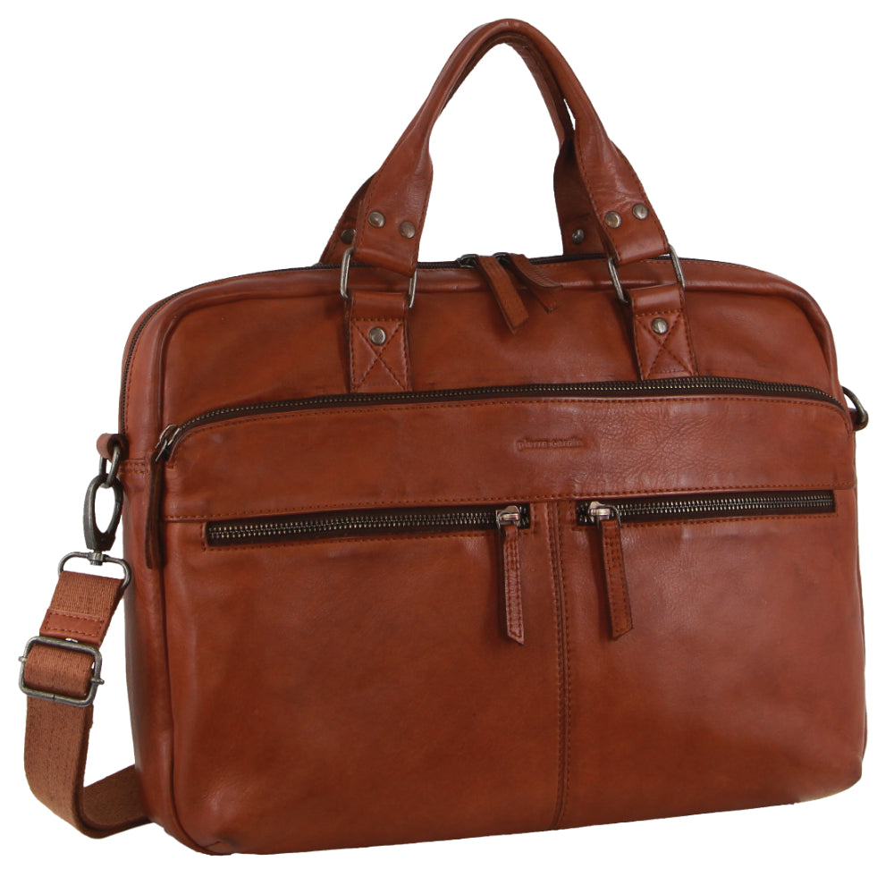 Pierre Cardin Multi-Compartment Leather Computer Bag