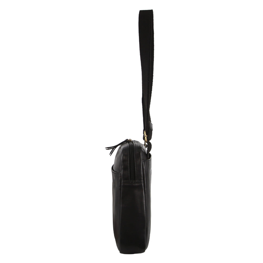 Pierre Cardin Men's Italian Leather Business Computer Bag in Black