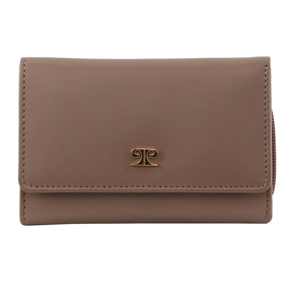 Pierre Cardin Leather Ladies Large Tri-Fold Wallet in Taupe