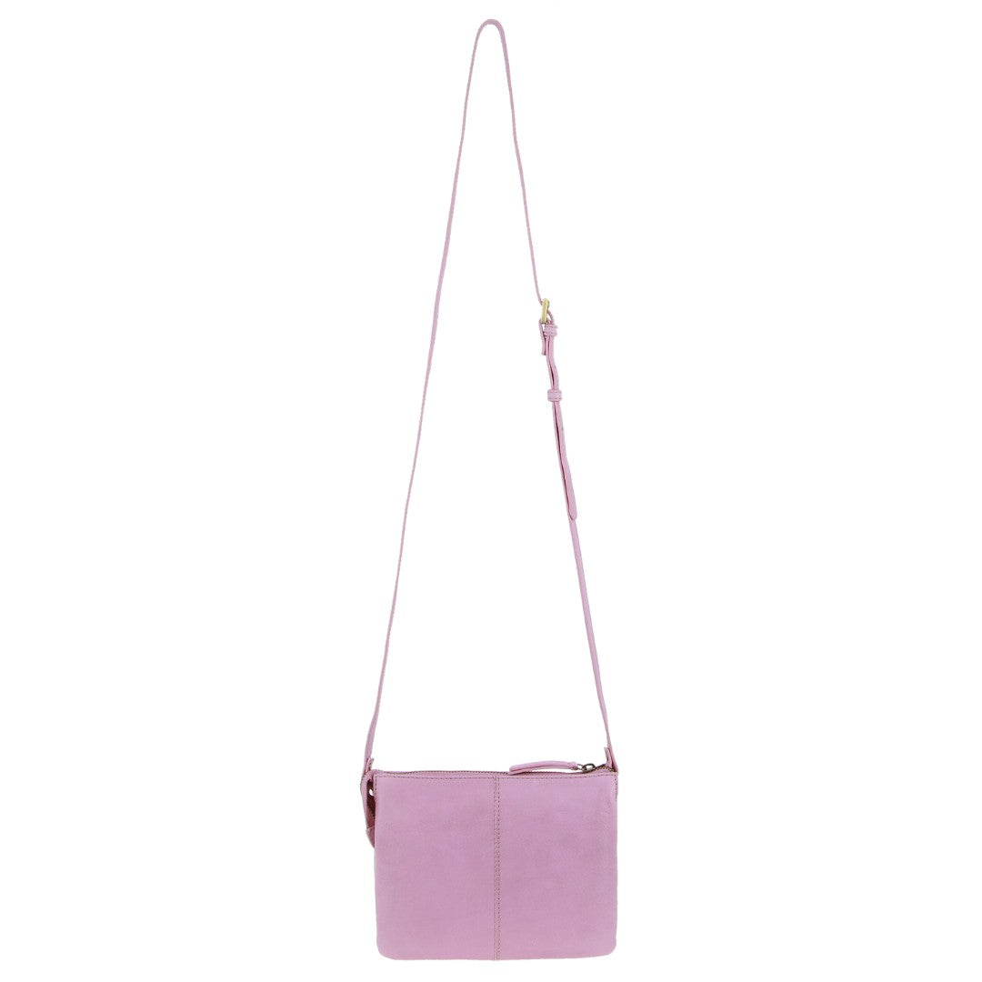 Pierre Cardin Leather Diamond Pattern Embossed Crossbody Bag in Pink