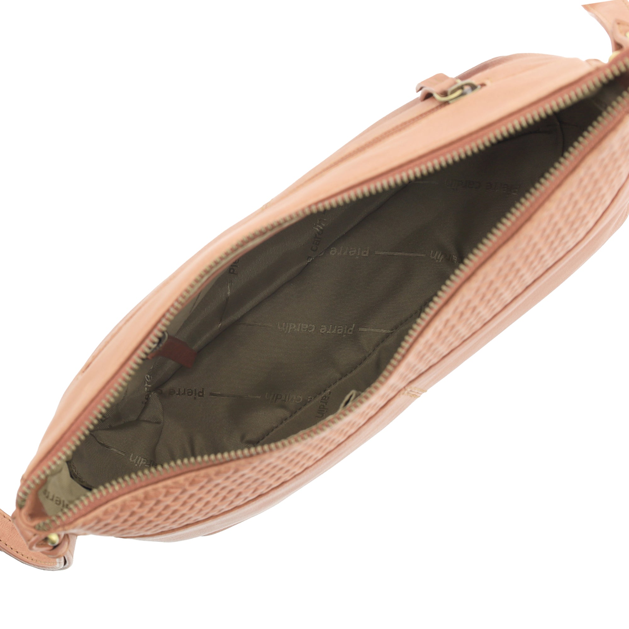 Pierre Cardin Leather Diamond Pattern Embossed Cross-Body Bag in Tan