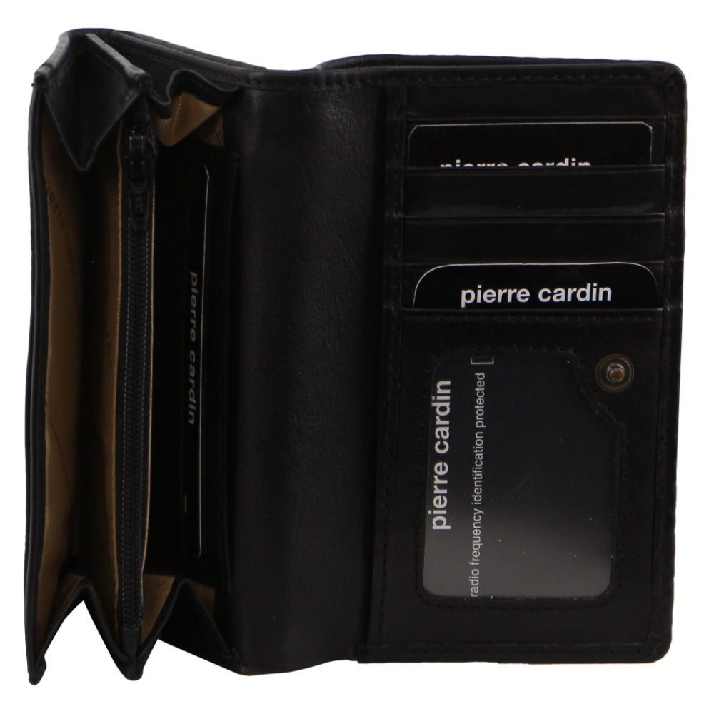 Pierre Cardin Leather Tri-fold Diamond Pattern Emboss Ladies Wallet