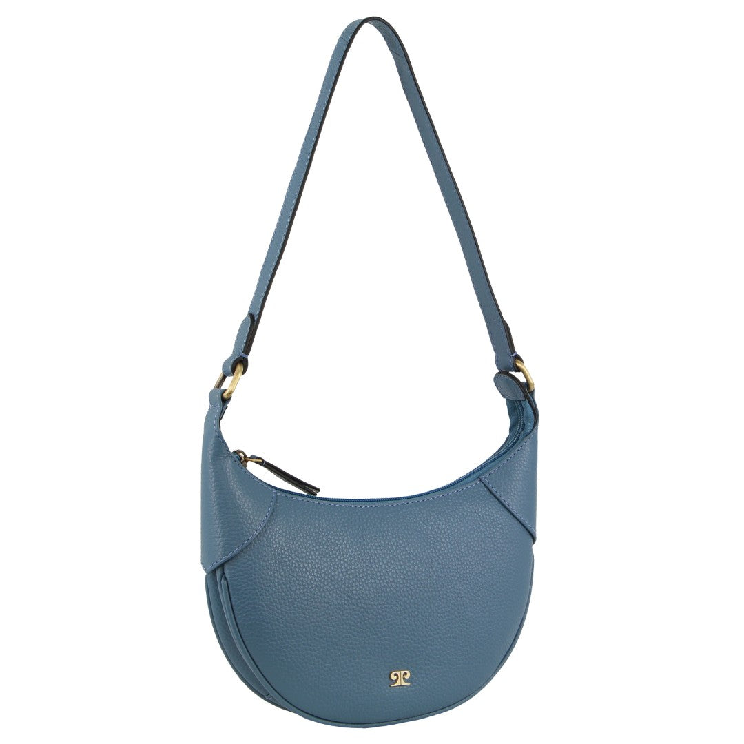 Pierre Cardin Leather Ladies Crescent Shoulder Bag in Blue