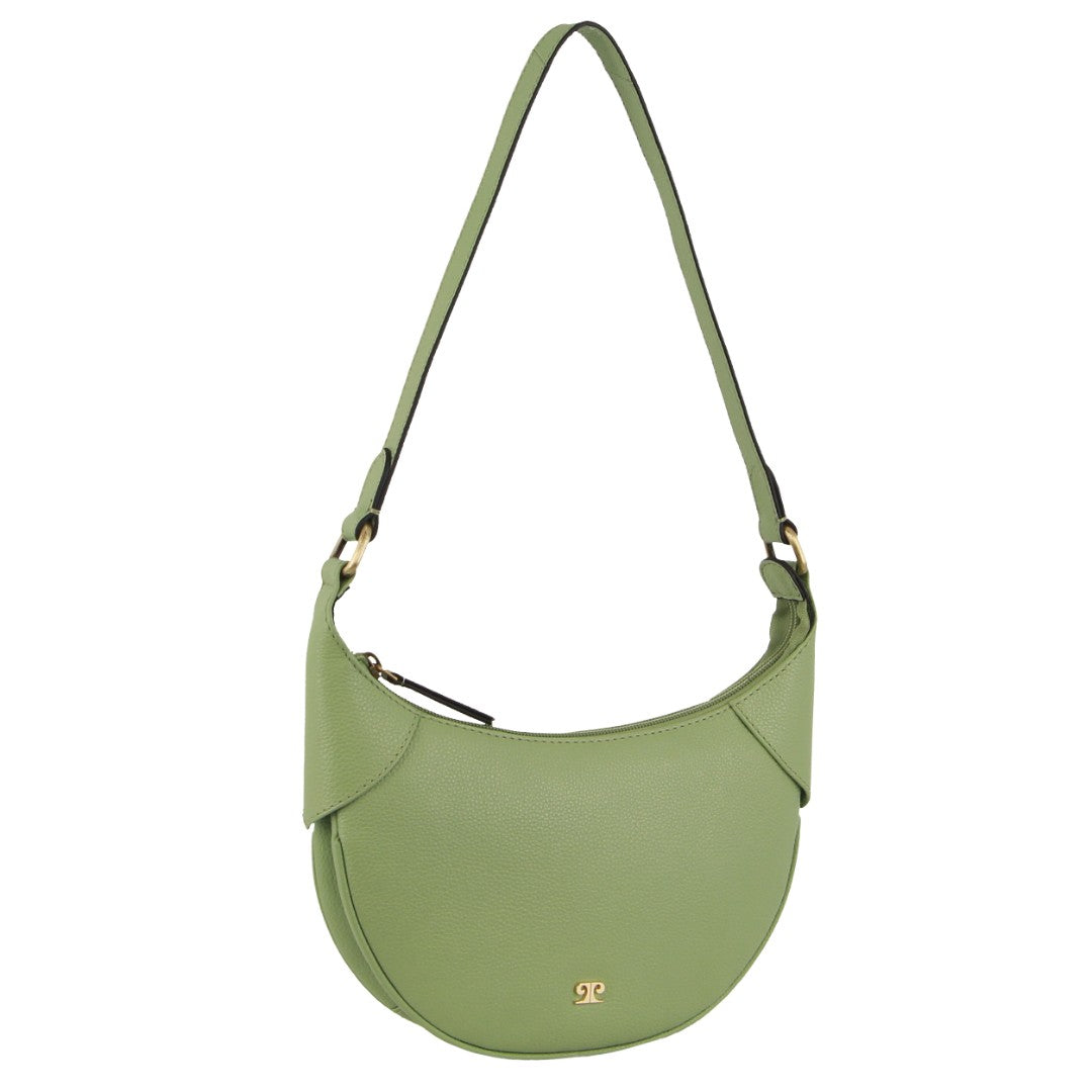 Pierre Cardin Leather Ladies Crescent Shoulder Bag in Jade