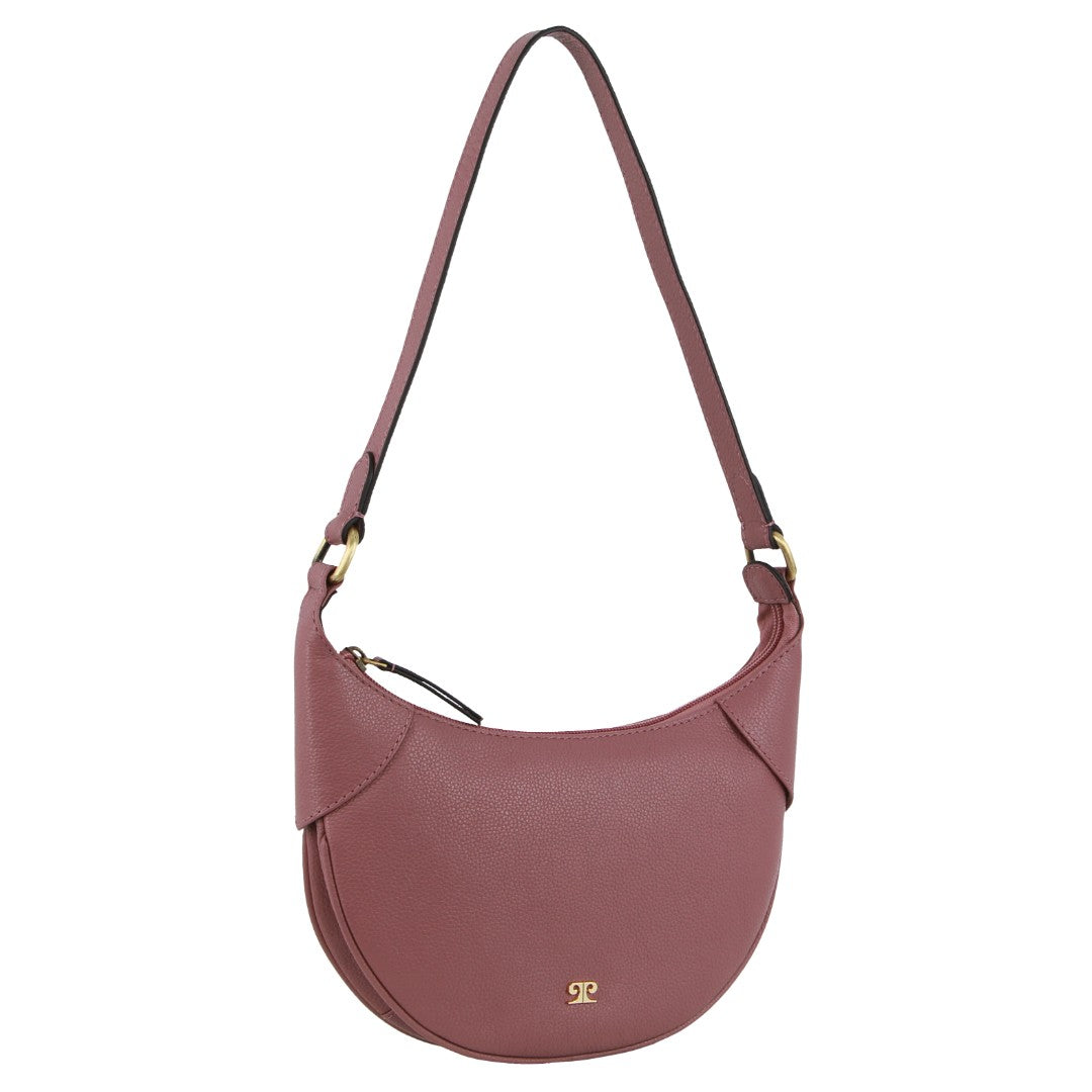 Pierre Cardin Leather Ladies Crescent Shoulder Bag in Rose