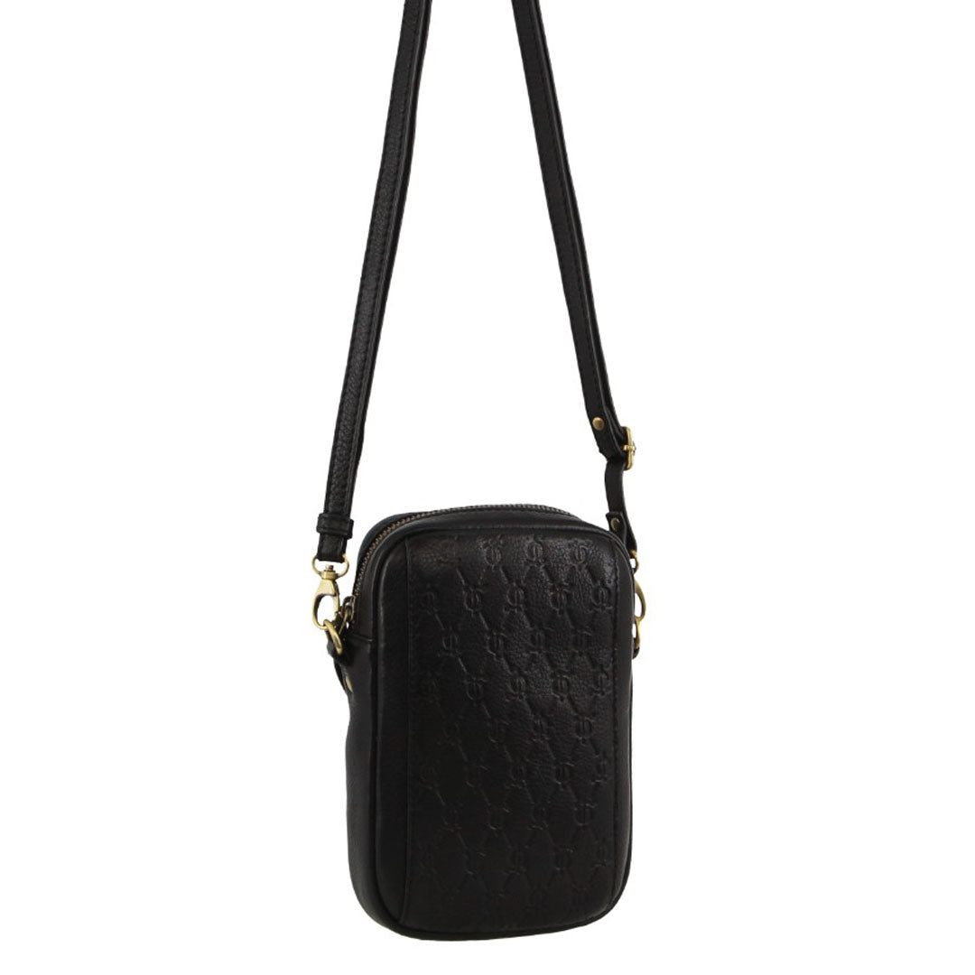 Pierre Cardin leather Textured Design Phone Bag in Black