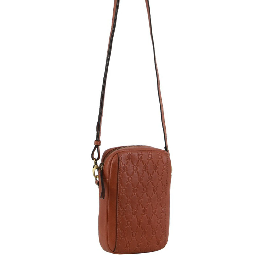 Pierre Cardin leather Textured Design Phone Bag in Tan