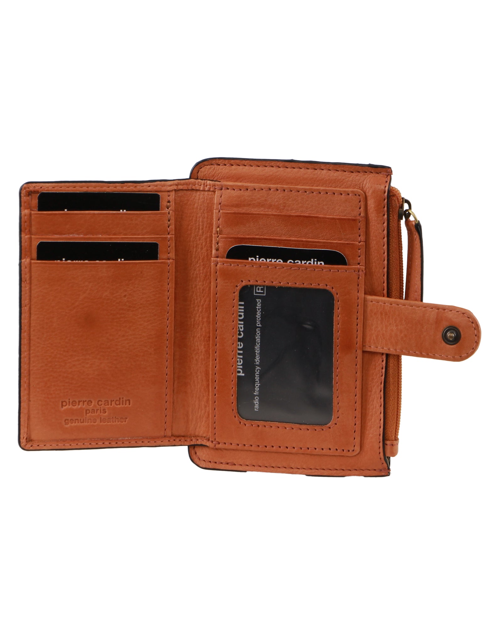 Pierre Cardin Leather Pattern Embossed  Pattern Zip Purse Wallet in Black