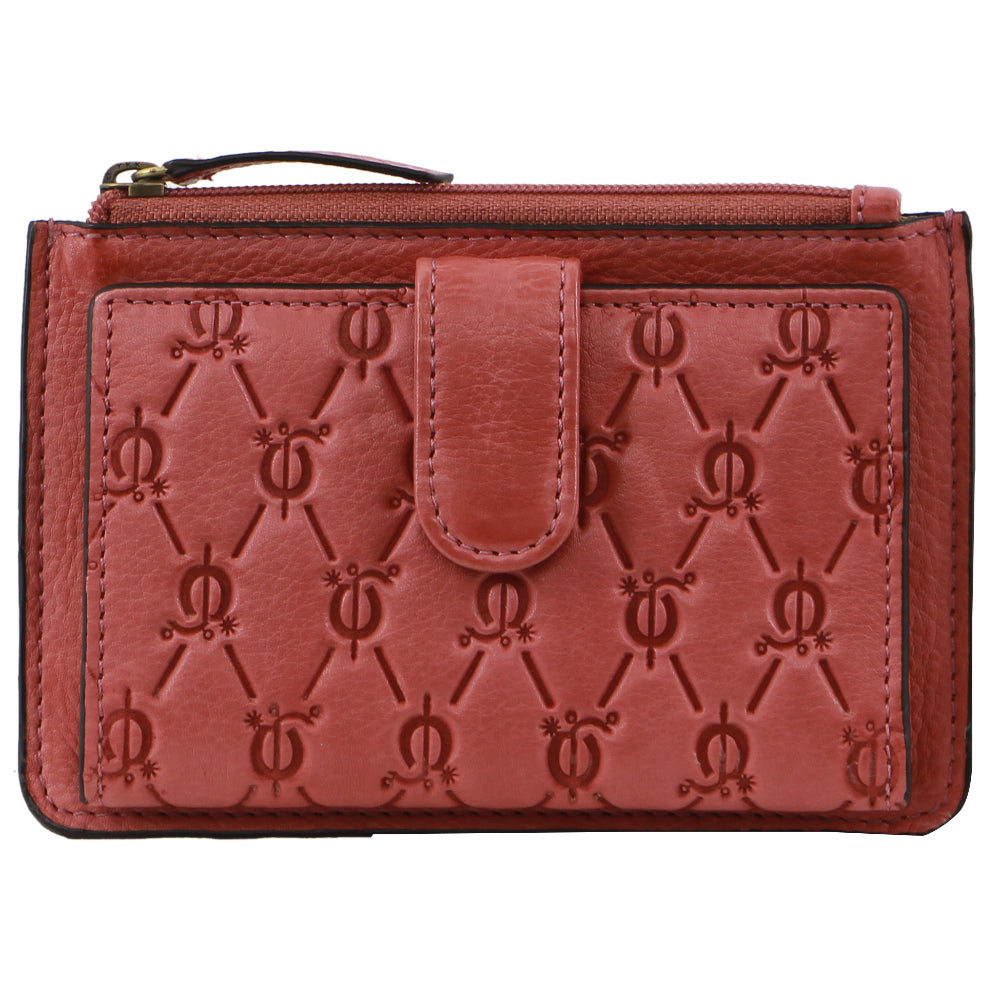 Pierre Cardin Leather Pattern Embossed  Pattern Zip Purse Wallet in Black