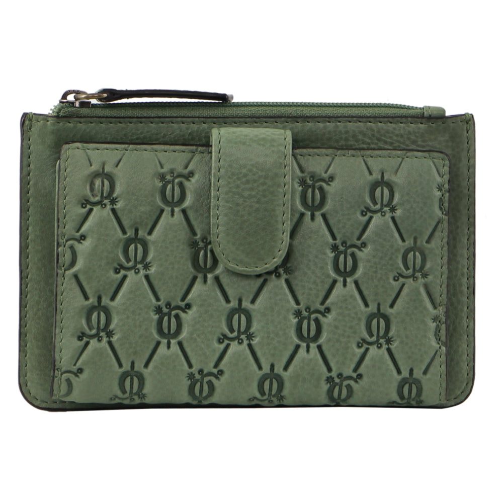 Pierre Cardin Leather Pattern Embossed Pattern Zip Purse Wallet in Marsala