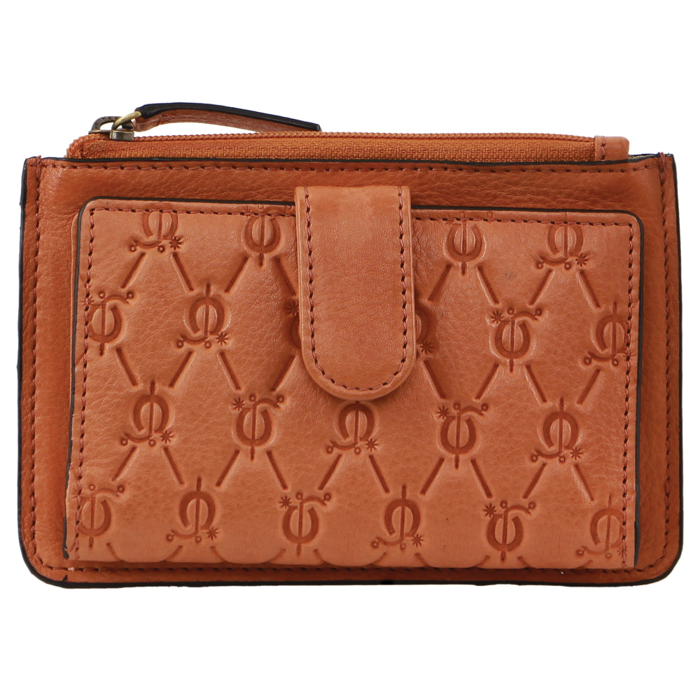 Pierre Cardin Leather Pattern Embossed Pattern Zip Purse Wallet in Marsala