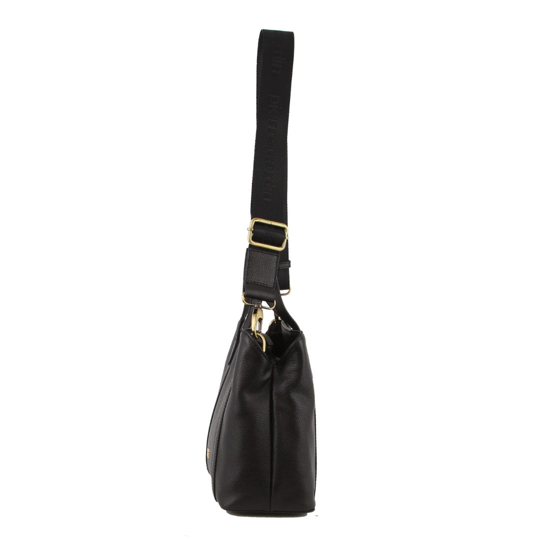 Pierre Cardin Ladies Leather Webbing Strap Tote Bag in Black