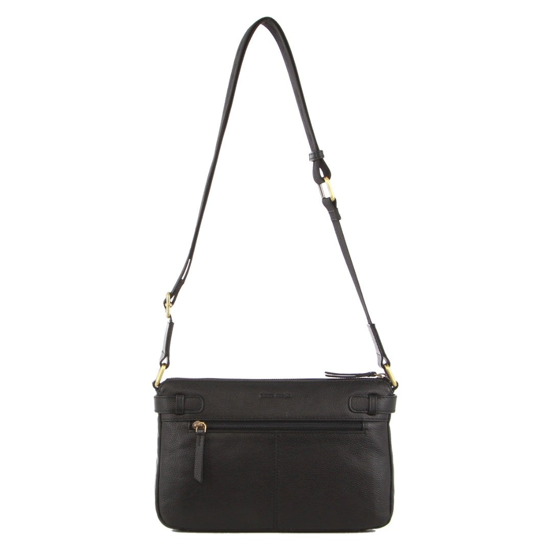 Pierre Cardin Ladies Leather Webbing Strap Handbag in Black
