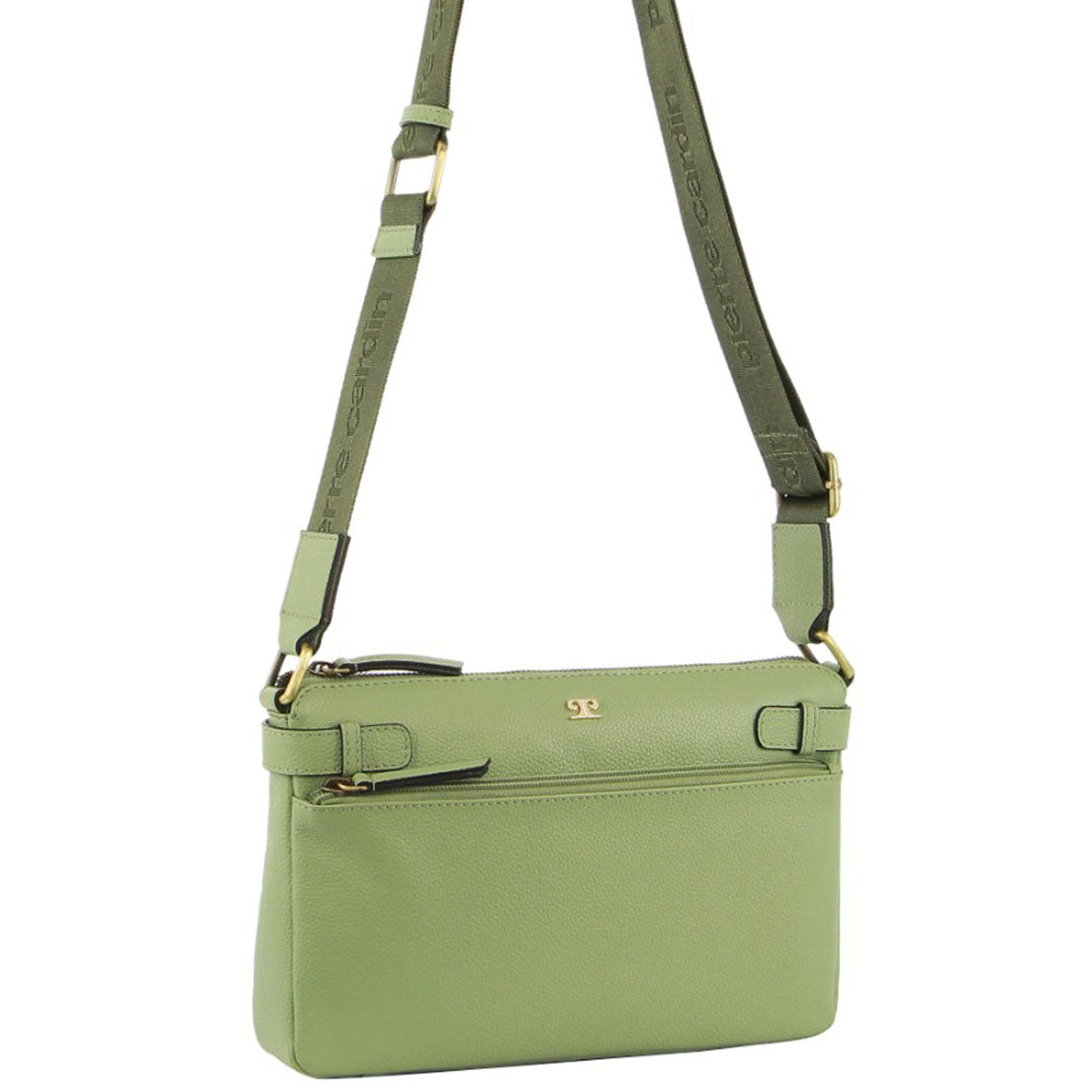 Pierre Cardin Ladies Leather Webbing Strap Handbag in Jade
