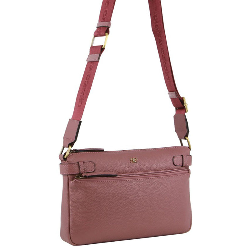 Pierre Cardin Ladies Leather Webbing Strap Handbag in Rose