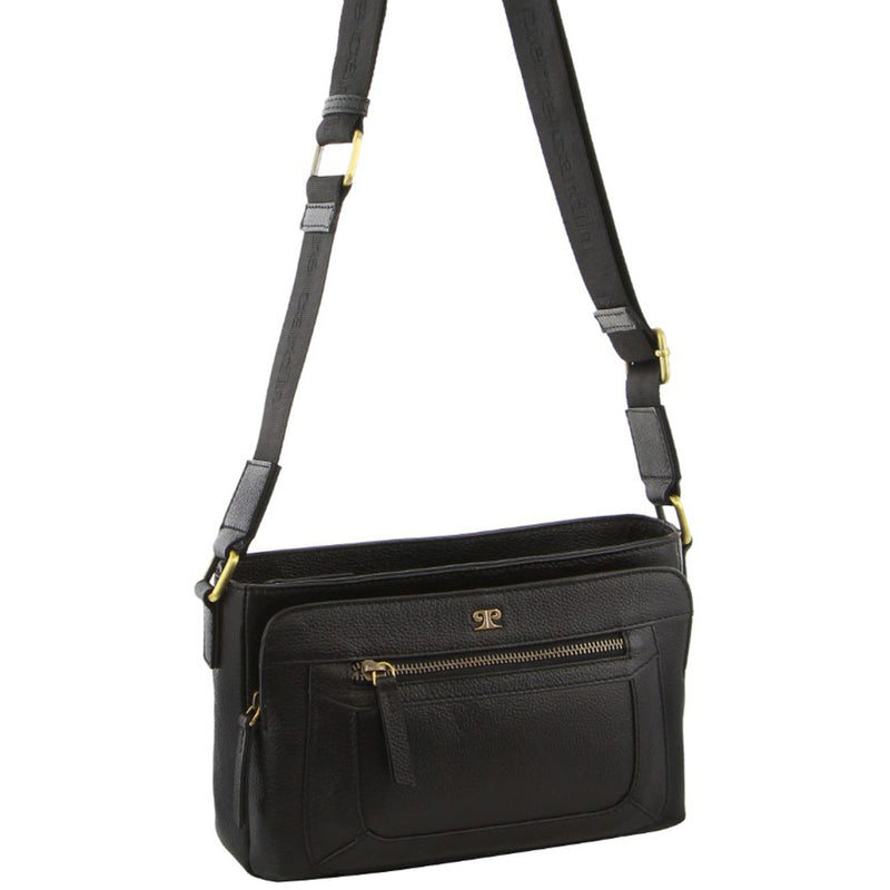 Pierre Cardin Ladies Leather Webbing Strap Crossbody Bag