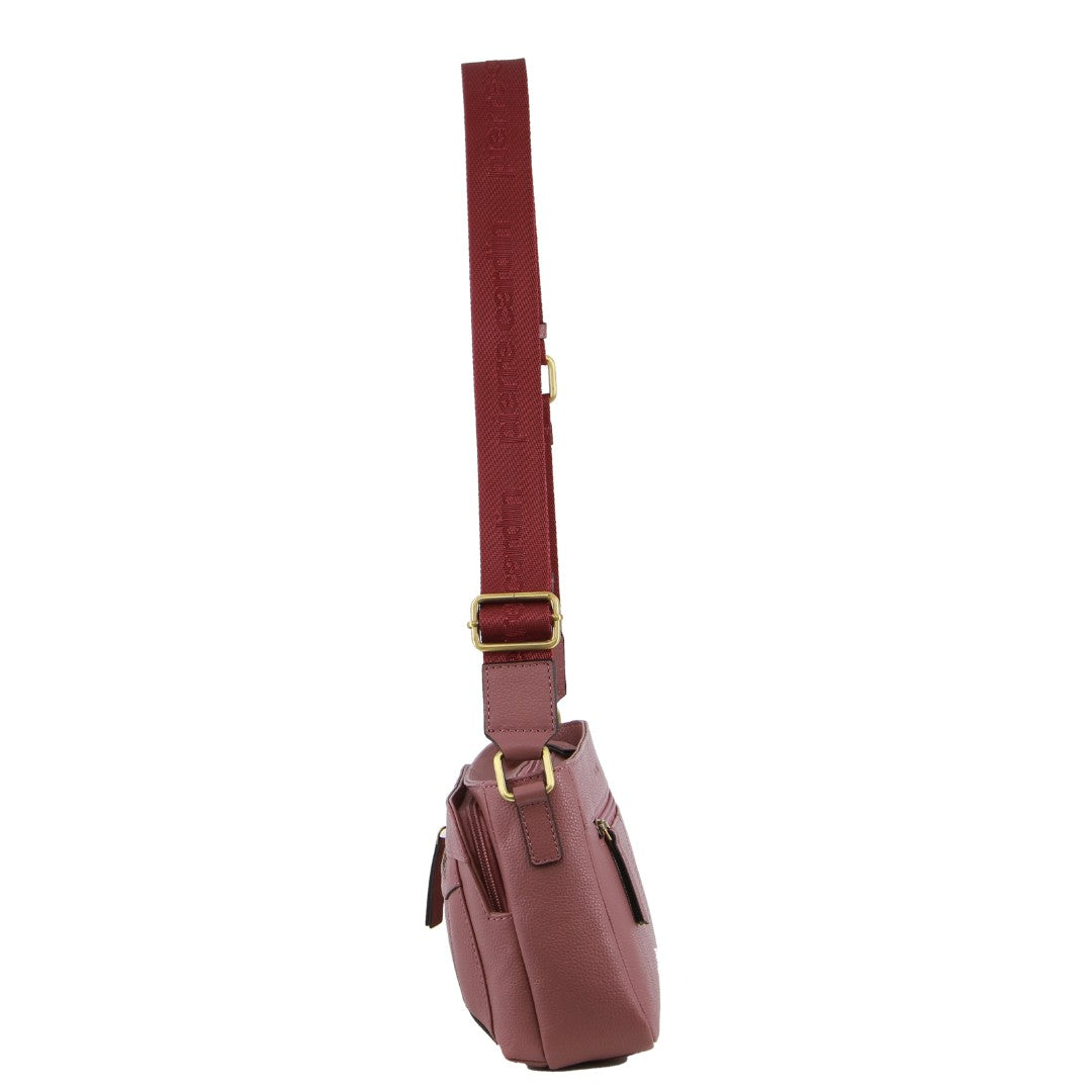 Pierre Cardin Ladies Leather Webbing Strap Crossbody Bag in Rose