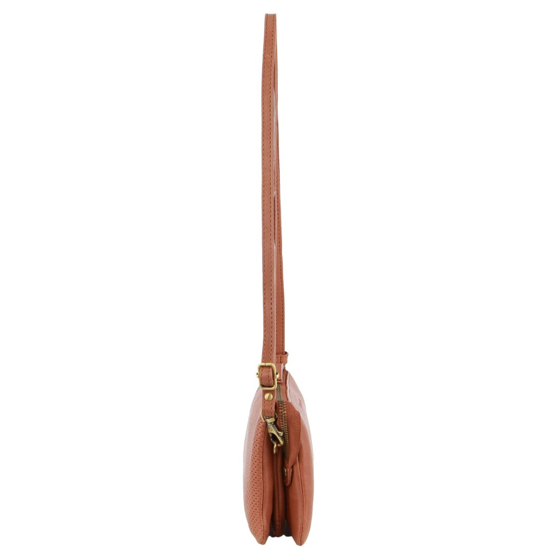 Pierre Cardin Leather Textured Crossbody/Clutch Bag in Tan