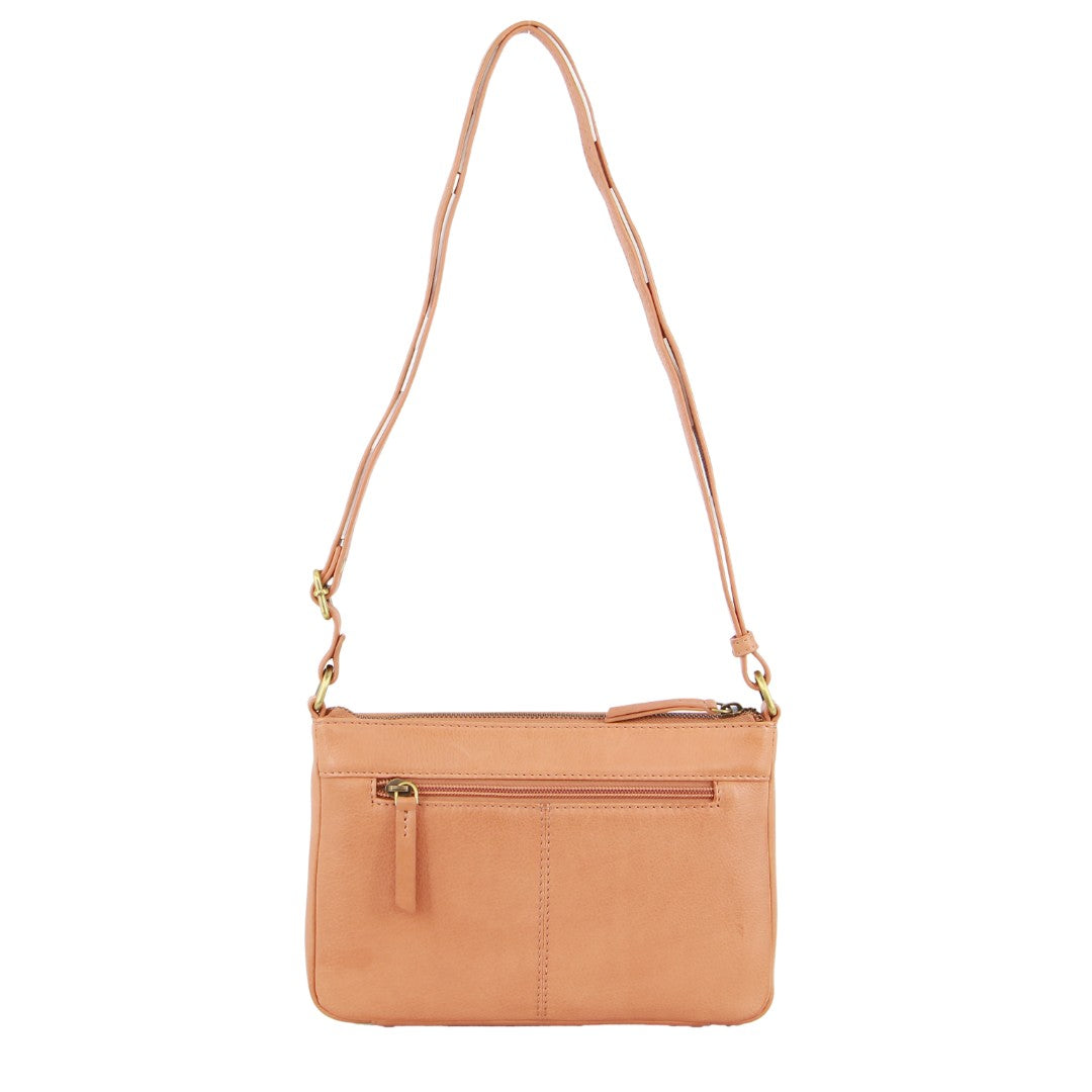 Pierre Cardin Leather Textured Crossbody Bag in Apricot