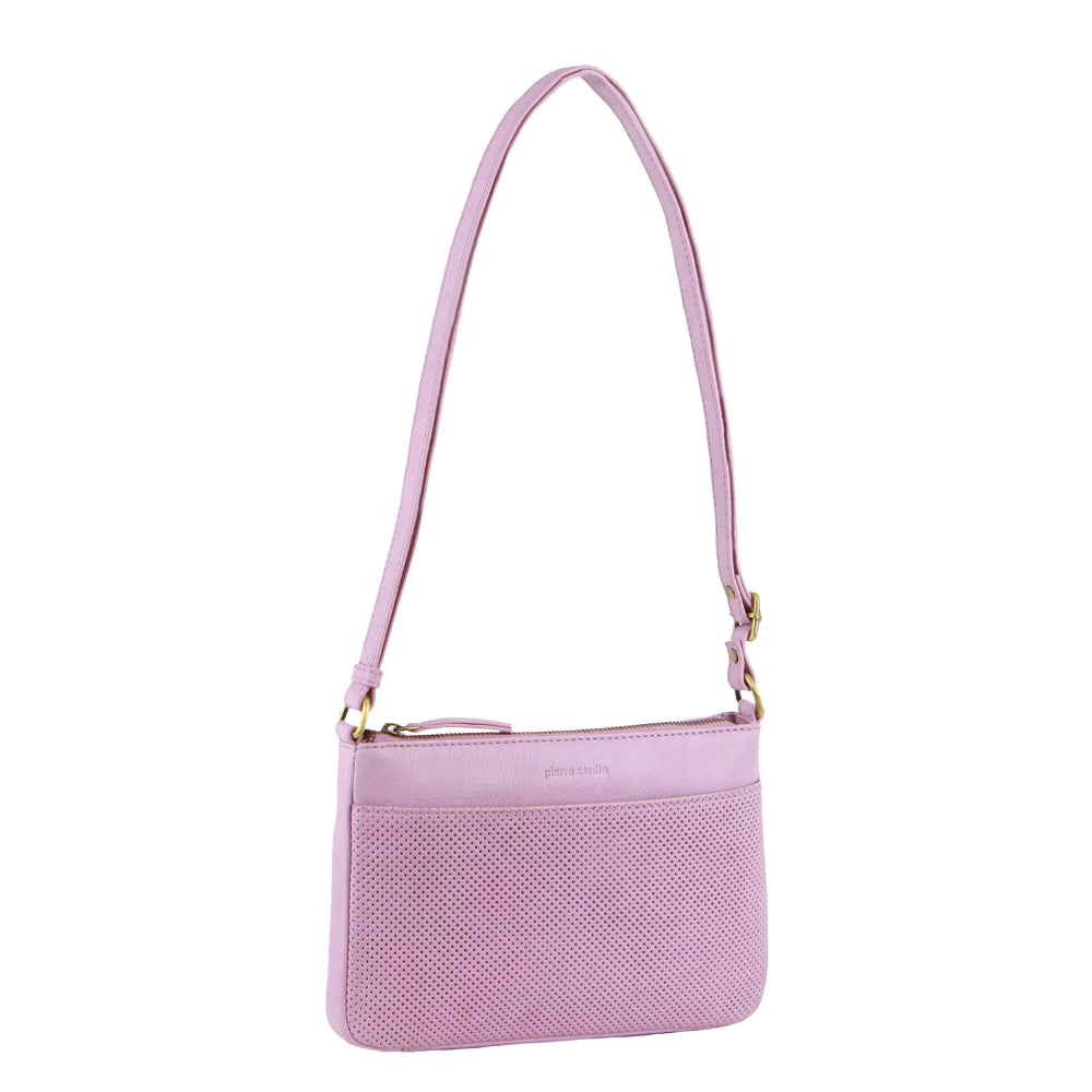 Pierre Cardin Leather Textured Crossbody Bag in Pink